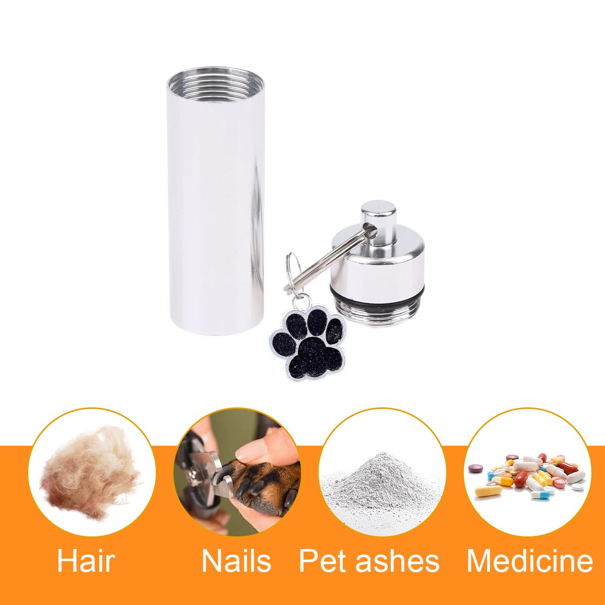 Asaisimg 3 Pcs Waterproof Cremation Pet Urns Keychain for Dogs Ashes Small Urn Memorial Pendant Keychain - Image 4