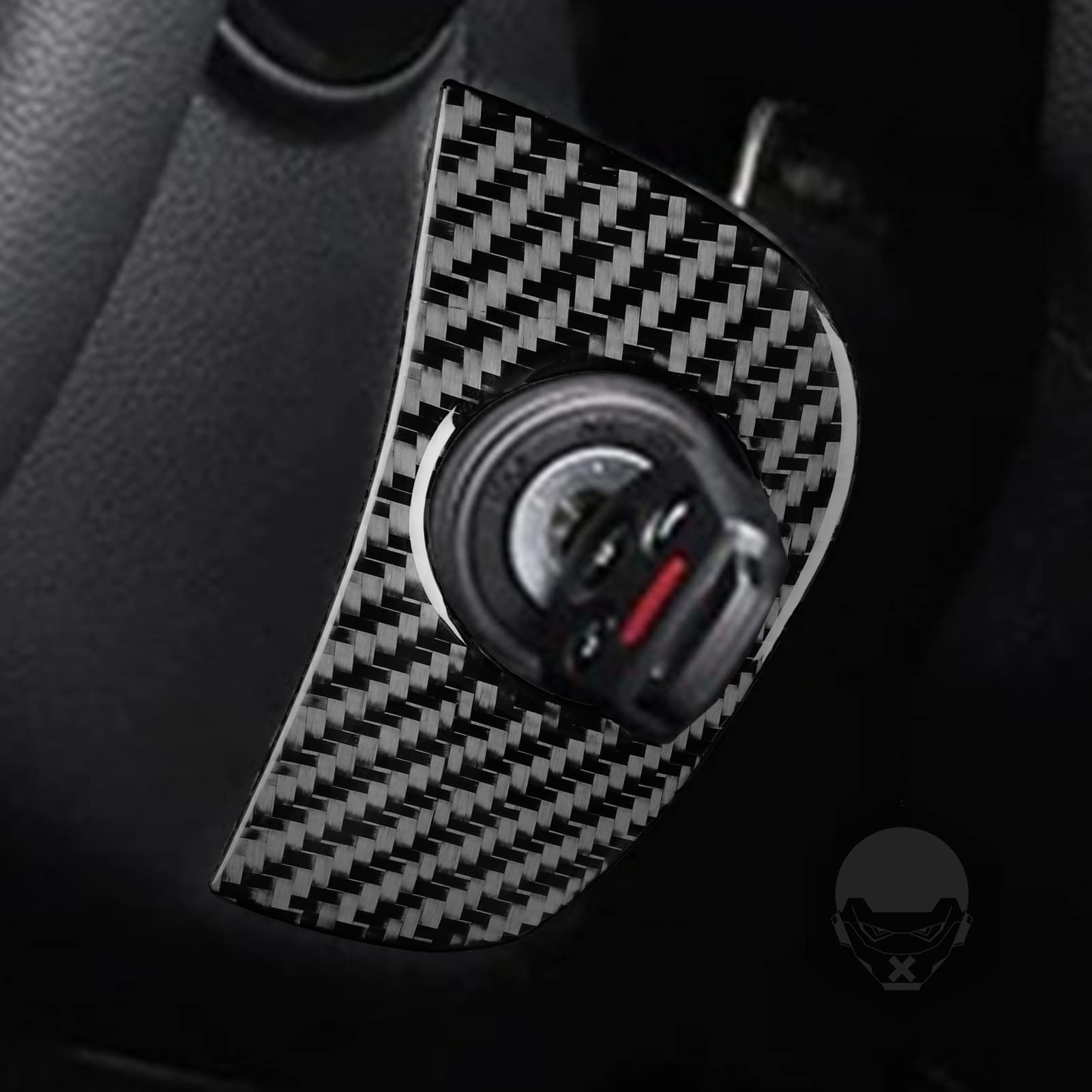 PJFUS Car Dashboard Ignition Switch Keyhole Panel Trim Decoration Sticker Real Black Carbon Fiber Auto Interior Accessories Compatible with Subaru Forester 2013 2014 2015 2016 2017 2018
