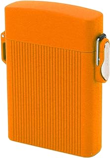 Full Pack 16 Cigarettes Holder Case, USB Cigarette Case with Lighter, USB Rechargeable Windproof Flameless Cigarettes Lighter Case Waterproof Cigarette Box with Lanyard (Orange)