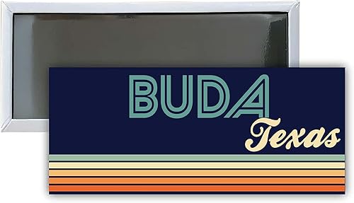 Buda Texas Souvenir 4.75x2-Inch Rectangle Fridge Magnet Retro Design