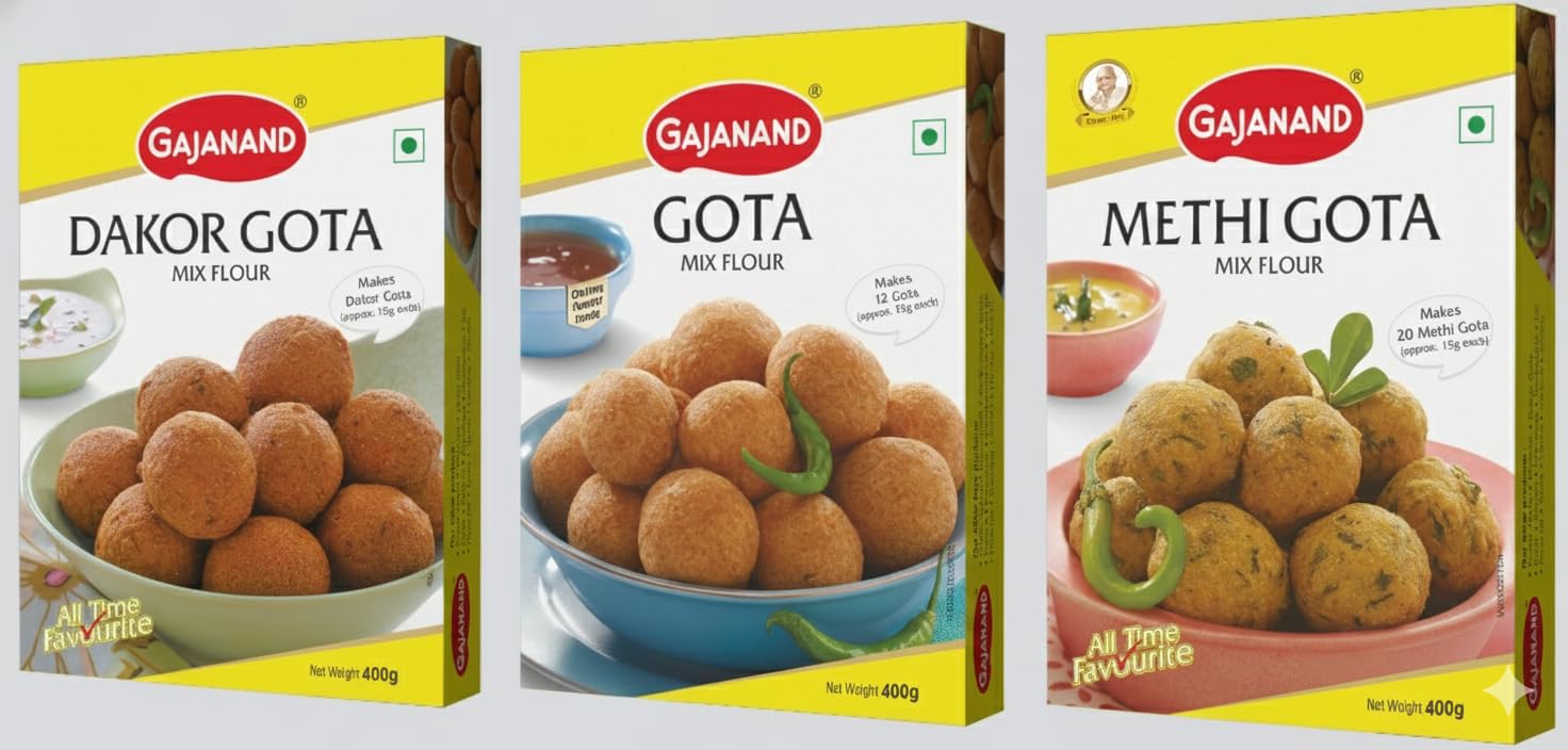 GAJANAND Instant Mix Combo - Dakor Gota Mix Flour 400 gm & Methi Gota Mix Flour 400 gm & Gota Mix Flour 400 gm | Ready to Cook, Easy to Make Healthy & Tasty Breakfast | Gujarati Snacks Food | Pack Of 3-image-17