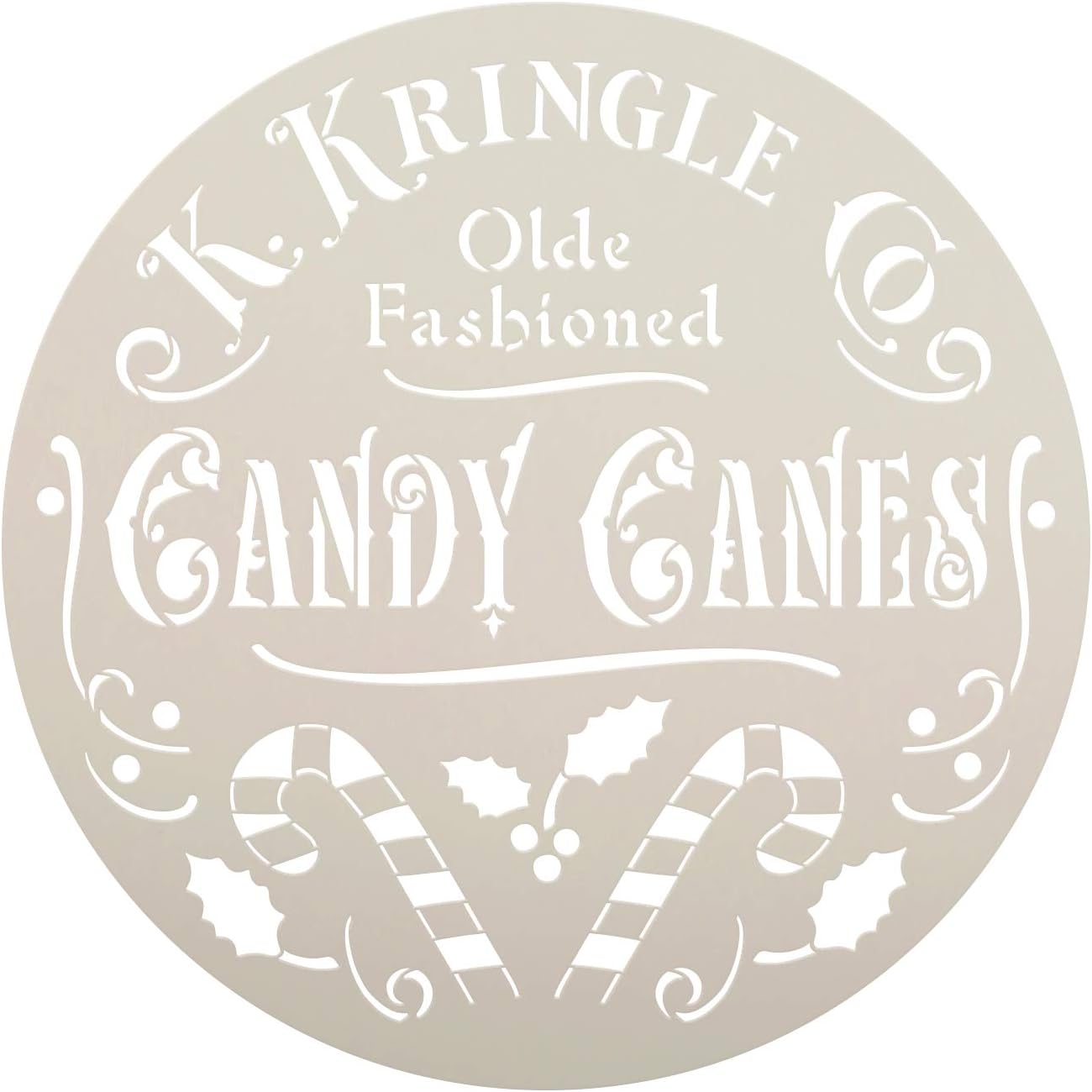 Kringle Candy Cane Co. Stencil by StudioR12 | DIY Old Fashion Christmas Holiday Home Decor | Craft & Paint Wood Sign | Reusable Mylar Template | Holly Santa Claus | SELECT SIZE (15 inches x 15 inches)