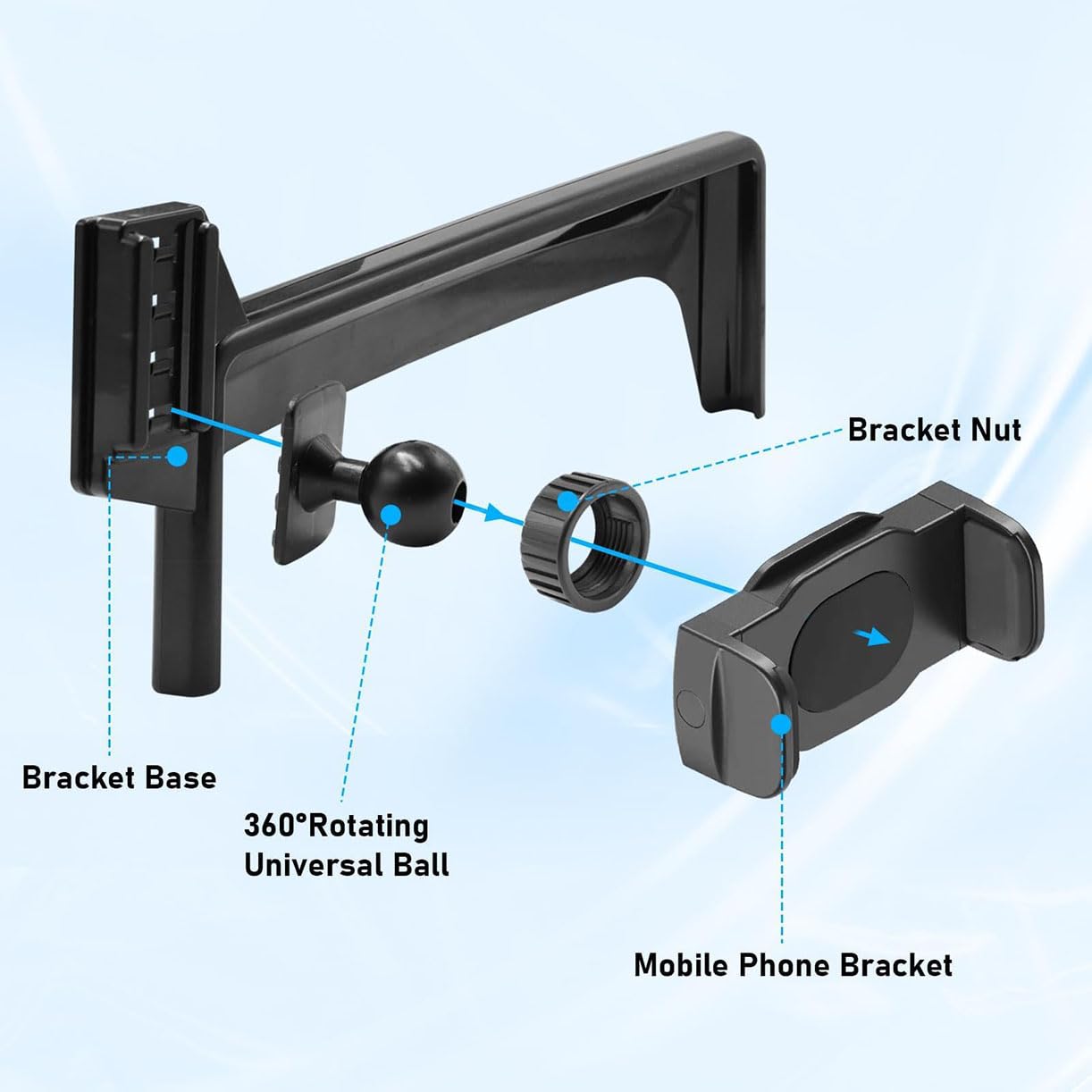 Soporte de teléfono móvil para Coche,Soporte de teléfono móvil Ajustable Giratorio 360°,para BMW 3 Series F30 F31 F34 F80 M3 2013-2019