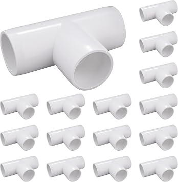 16-Pack 1" PVC Fittings Tee, Furniture Grade 1 Inch PVC Pipe Fittings 3 Way, UV Resistant, Fits SCH40 Pipe DIY Garden Shelves, Greenhouse, Shelf