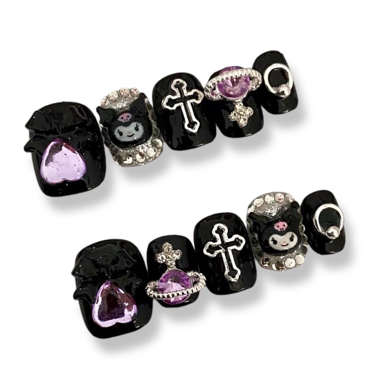 Anime Press on Nails Kawaii Press on Nails Kuromi Press on Nails Pochacco Press on Nails Anime 3D Nail Decal Anime Press on Nails Nana (Kuro)