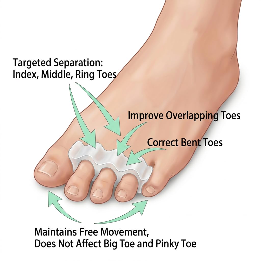 8 Stück Weicher Zehenspreizer aus Silikon, Zehenspreizer Silikon, Gel-Zehenspreizer, Zehenstrecker für alle Zehen für täglichen Gebrauch in Schuhen, Hallux Valgus Zehentrenner