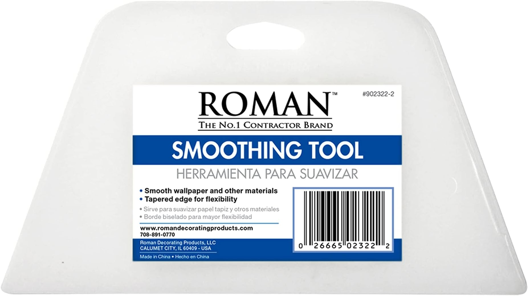 ROMAN’s Wallpaper Smoothing Tool for Home Improvement, Wallpaper Smoother for Installation, 7.75-Inch Wide, Plastic, White