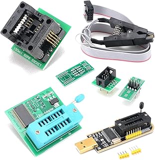 ERYUE Programador,Kit programador USB com clipe SOP8 Gravador EEPROM BIOS Flasher SPI Flash Kit programador com adaptador de 1.8V e soquete SOP8 de 150mil para série 24/25