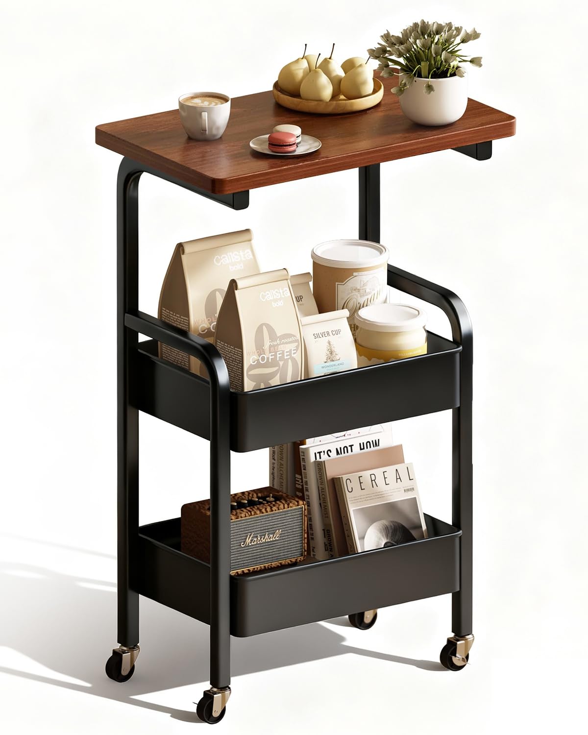 MASHART 3 Tier Metal Rolling Utility Cart Organizer - kitchen furniture | Mubboo