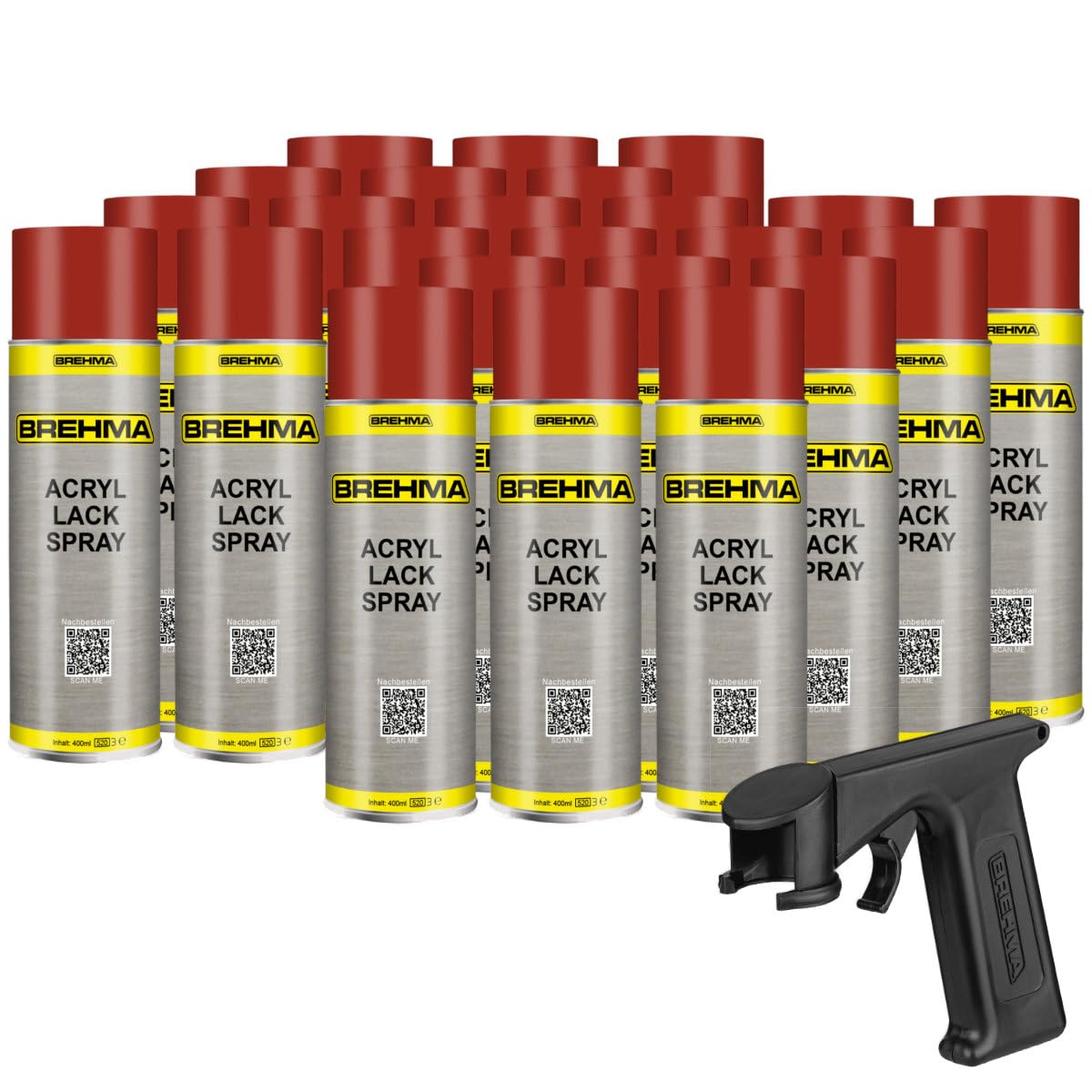 24x Acryl Lackspray Ral 3000 Feuerrot matt Lack Farbe Sprühfarbe 400ml inkl. Griff