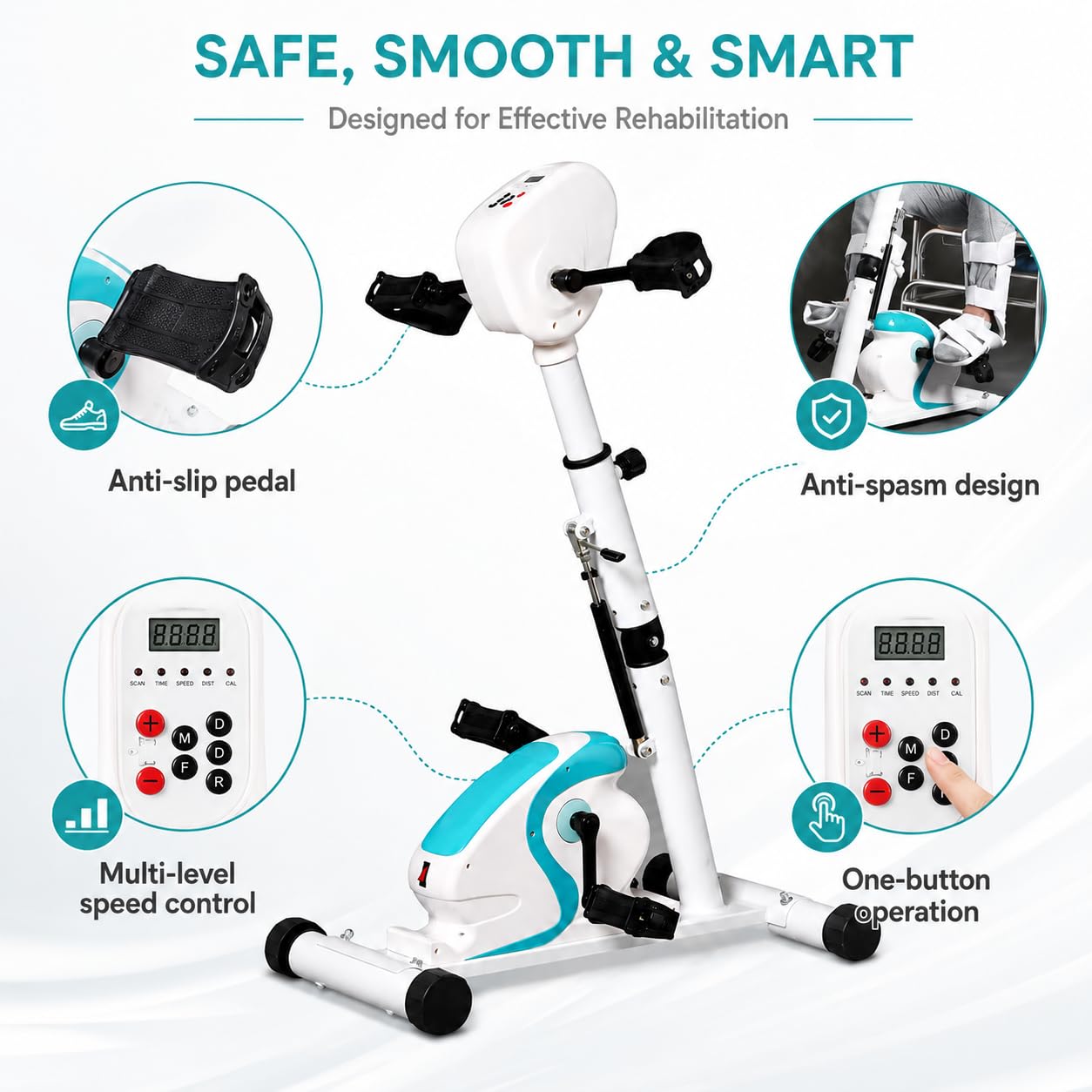 Home Elektryczny rower treningowy, ćwiczenie pedałowe z wyświetlaczem LCD, Elektryczna maszyna rehabilitacyjna dla osób starszych i niepełnosprawnych, idealny do treningu odwykowego w domu