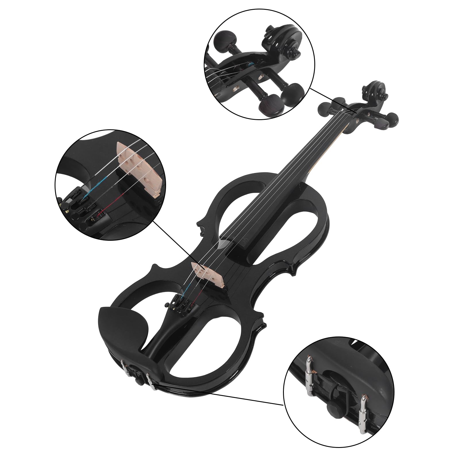 Sonew Kit Violino Elettrico Set Professionale 4/4 Violino Silenzioso per Studenti Adulti Design Leggero Ed Ergonomico per Pratica e Prestazioni (BLACK)