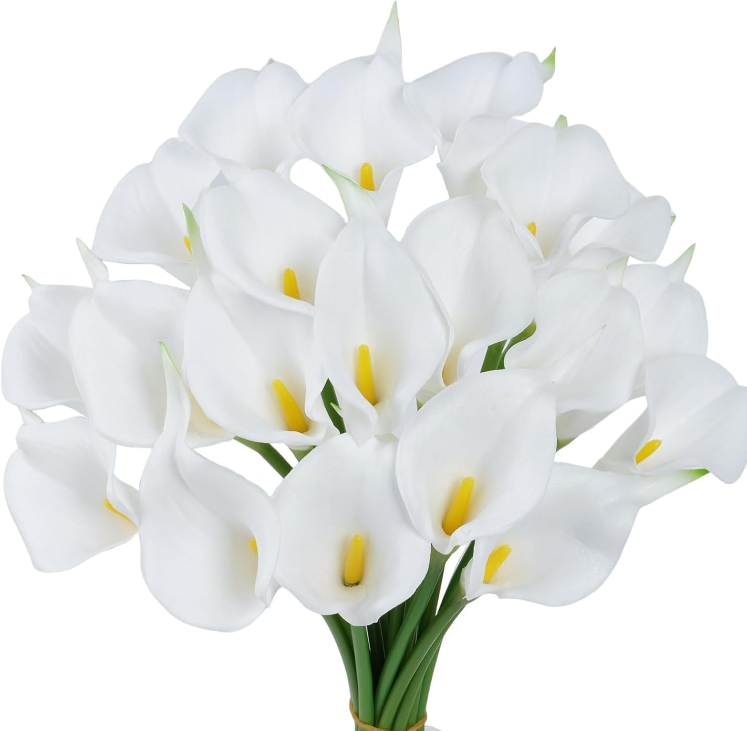 Lingjiuxing White 20Pcs Artificial Calla Lily Flowers, Real Touch Latex Fake Flowers, Waterproof Faux Lilies, Bridal Bouquet For Wedding, Home & Garden Decoration, Xing
