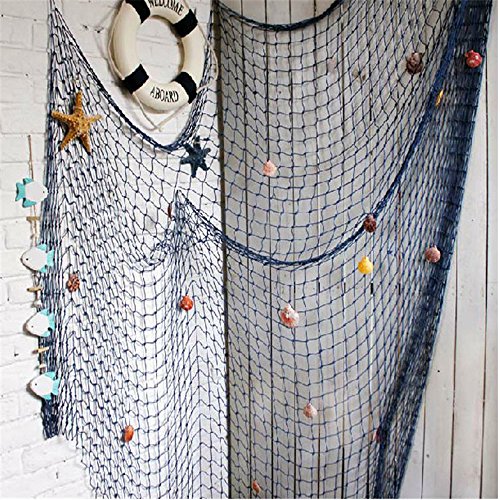 Decorative Fish Net,YOAYO Nautical Fishing Net Decoration for Party,Wall,Blue,200x150cm