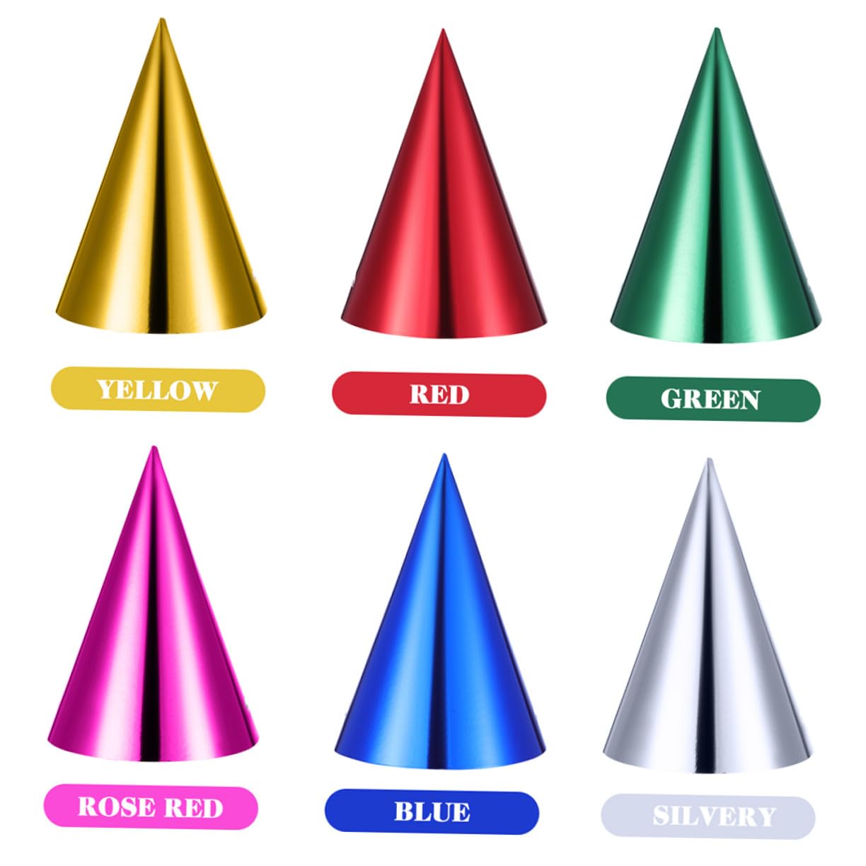 Mikinona 60 Piezas Sombreros de Fiesta Metálicos para Sombreros Cónicos de Papel para Cumpleaños con Diseño Brillante Accesorios para Celebraciones y Fotografía Montaje DIY