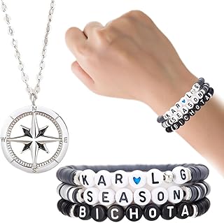 Comprar HABNI Stray Kids Collar Pulsera Set 3 Pulseras + 1 Colgante Plata Negro Gris Tamaño Estándar Artículos Para Fans Kpop Merch Conciertos Colección Regalo