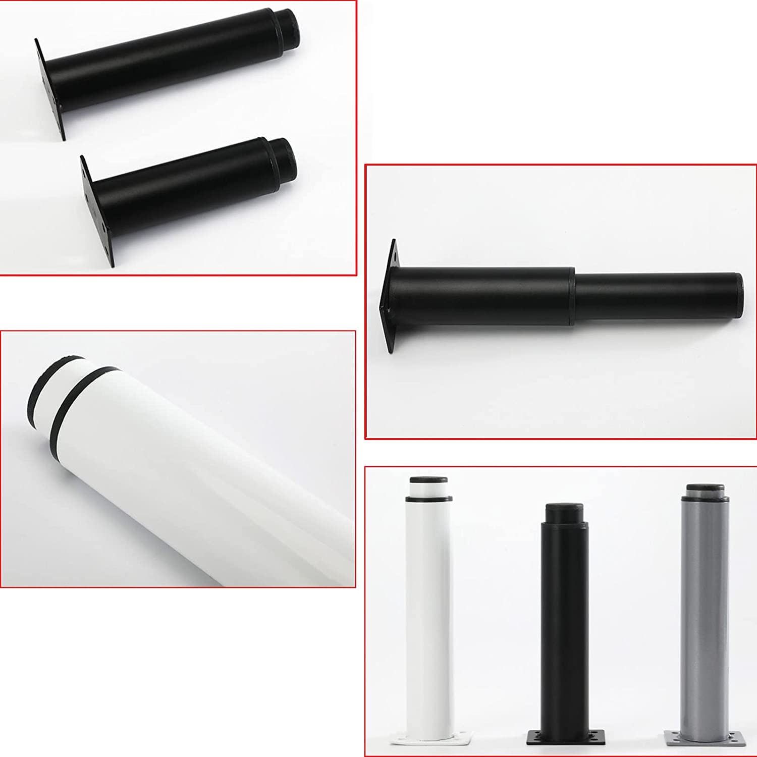 Kawałki Czarne Metalowe Regulowane Aluminiowe Nogi Do Diy Sofa Stół Krzesło Biurko Szafy (340 mm/13,4 cala)