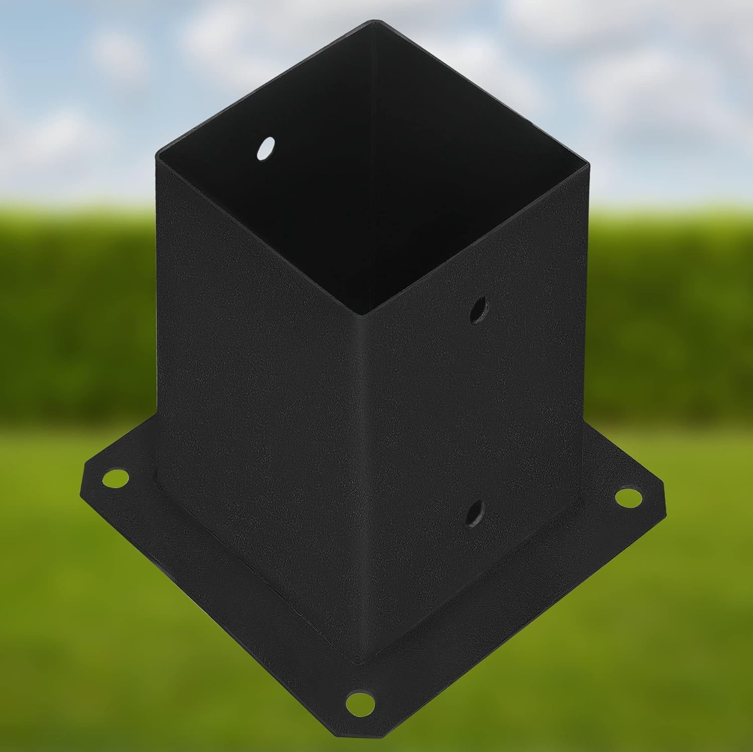 KOTARBAU® 2 unidades Soporte para Poste - Pie de Pilar - Acero con Recubrimiento en Polvo - 90 x 90 mm - Negro - Anclaje para Poste - Soportes para Pérgola - Resistente a la Corrosión