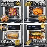HEINRICHS - Frytkownica na gorące powietrze 14L XXL z ekranem dotykowym LED, 11 programów, 1800 W, bez oleju, timera, zdrowe gotowanie, wielofunkcyjna frytkownica powietrzna, duża pojemność