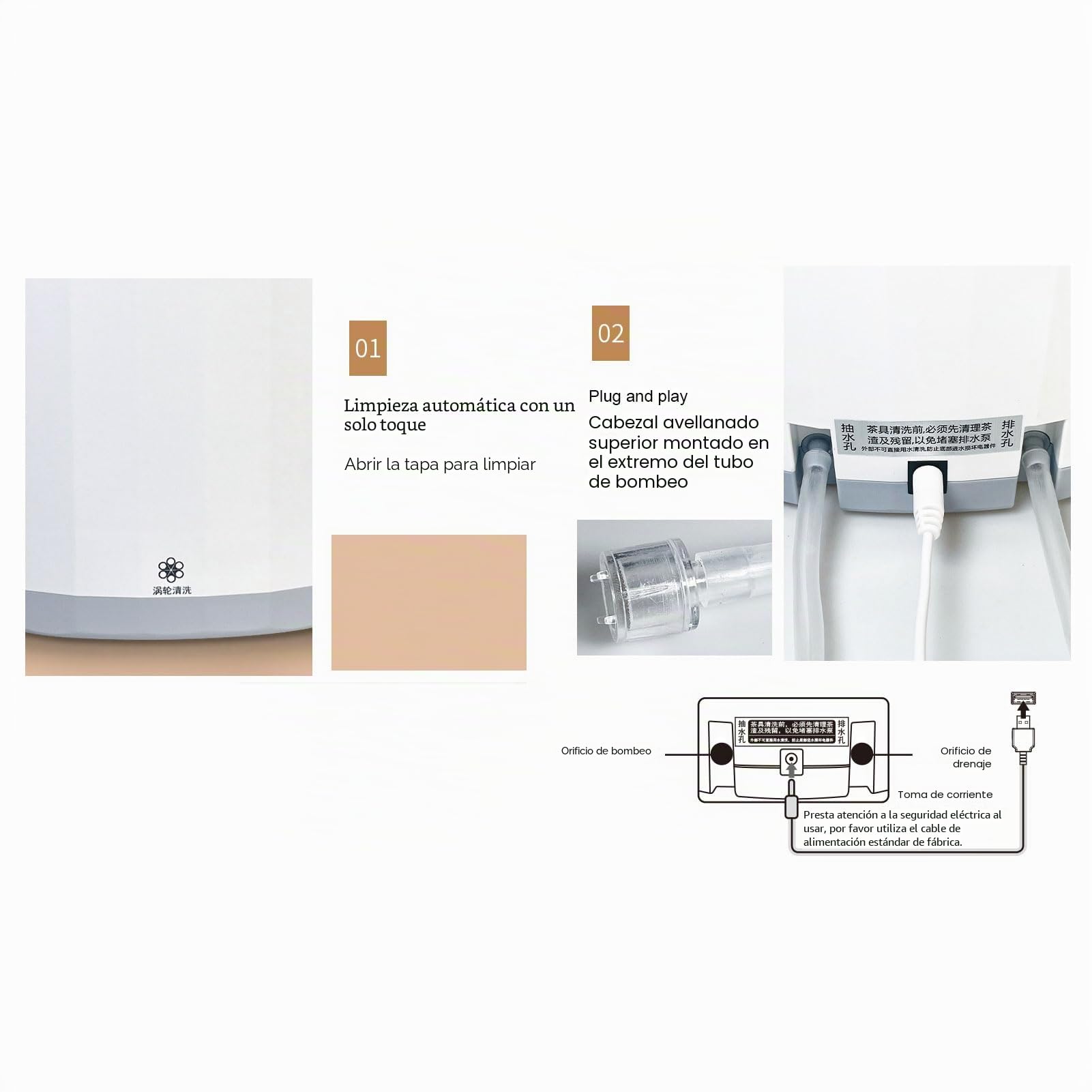 Mini Lavavajillas Portátil Totalmente Automático 360° Omnidireccional 4L 5V USB Recargable Plato Taza de té Lavadora para Uso Doméstico