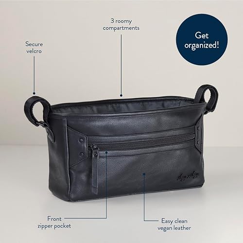 Miniatura 4 de Itzy Ritzy Carrito ajustable para cochecito y bolsa organizadora con bolsillo frontal con cremallera, 2 bolsillos interiores integrados y correas