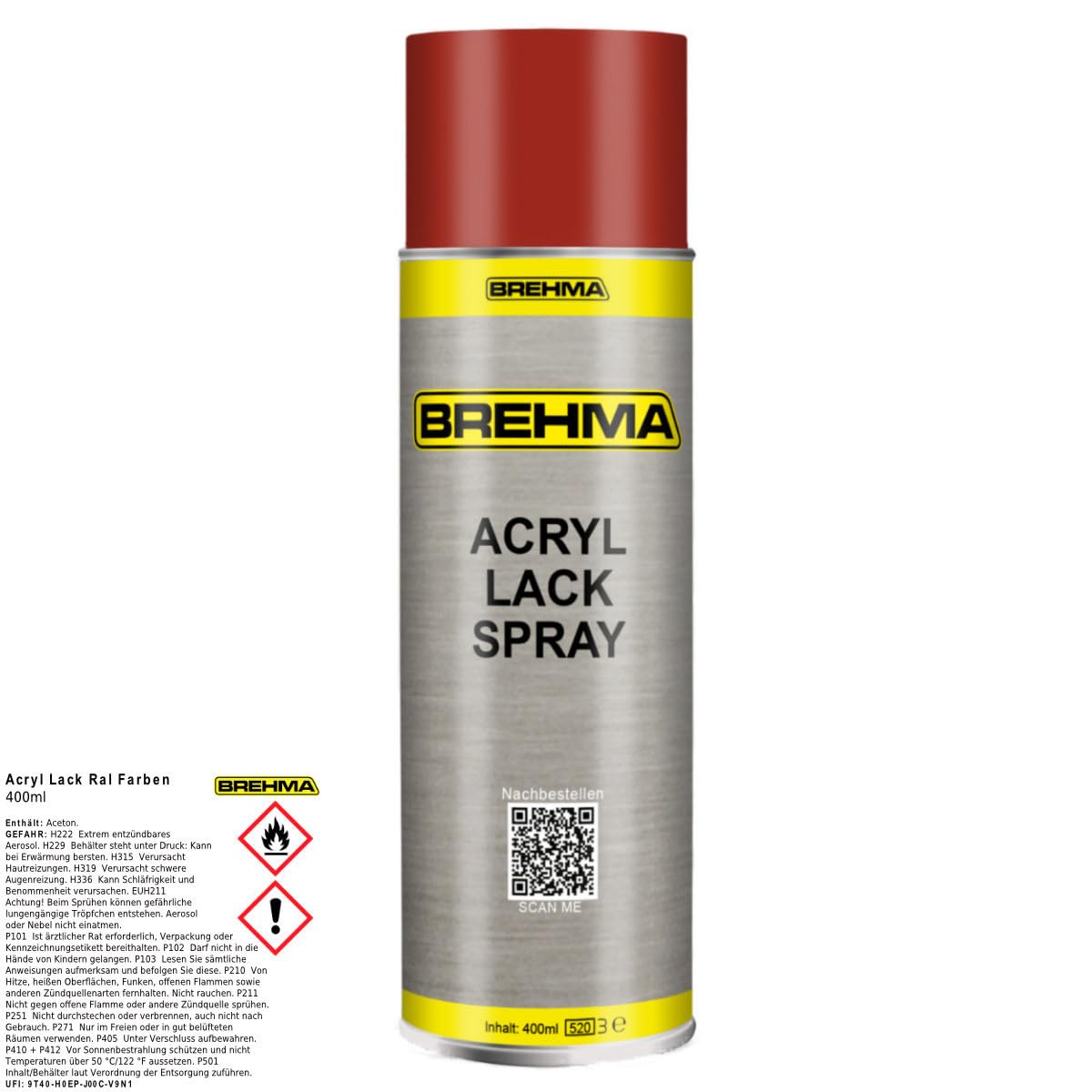 24x Acryl Lackspray Ral 3000 Feuerrot matt Lack Farbe Sprühfarbe 400ml inkl. Griff