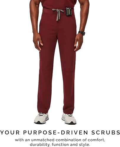 Miniatura 7 de FIGS Axim Cargo - Pantalones médicos para hombre, ajuste clásico, pierna recta, 7 bolsillos, elásticos en 4 direcciones, antiarrugas