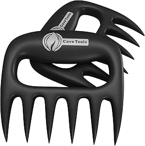Cave Tools Meat Claws for Shredding Pulled Pork, Chicken, Turkey, and Beef- Handling &amp; Carving Food - Barbecue Grill Accessories for Smoker, or Slow Cooker - Gun Metal Grip