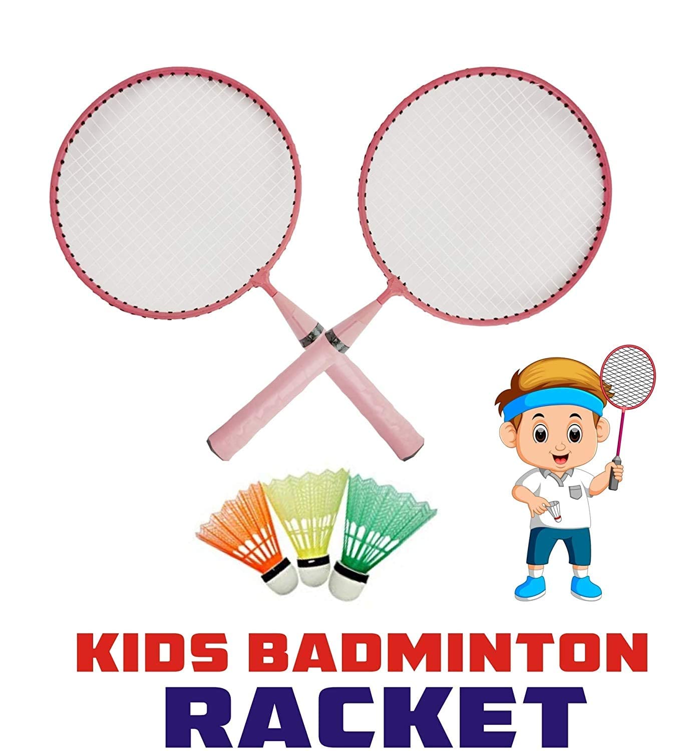 ANOLOX Kids Badminton Set for Indoor and Outdoor Play (2 Badminton Rackets + 3 Plastic Shuttlecock + Carry Bag) 1