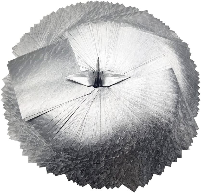 100 Origami paper sheets paper pack Silver Origami paper cranes 6x6 inches for Folding paper , Origami cranes , origami decoration,DIY (Silver-cloud-6x6)