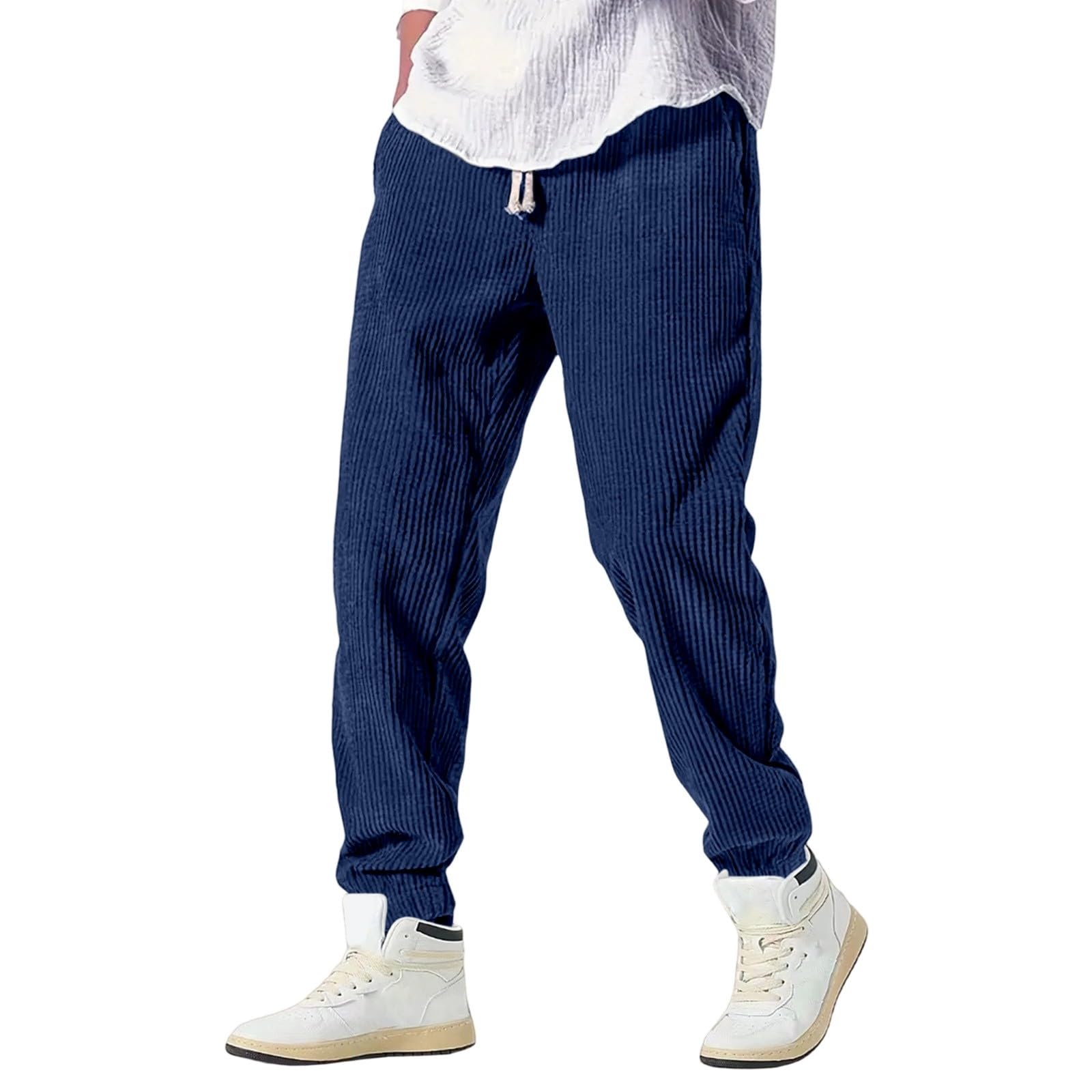 Pantaloni In Velluto A Coste Uomo – Taglio Baggy Giapponese, Vita Elasticizzata Con Cordino, S-3XL Per Un Look Casual E Comfort