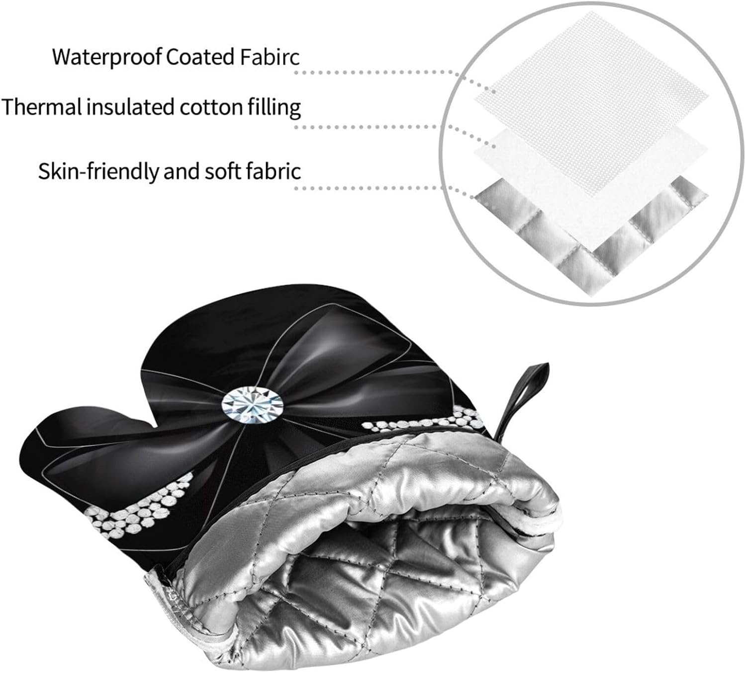 Sparkling Bow Prints Kitchen Covers: Waterproof Oven Layers for Safe Cooking & Easy Cleanup - 4 Piece Heat Protection Set