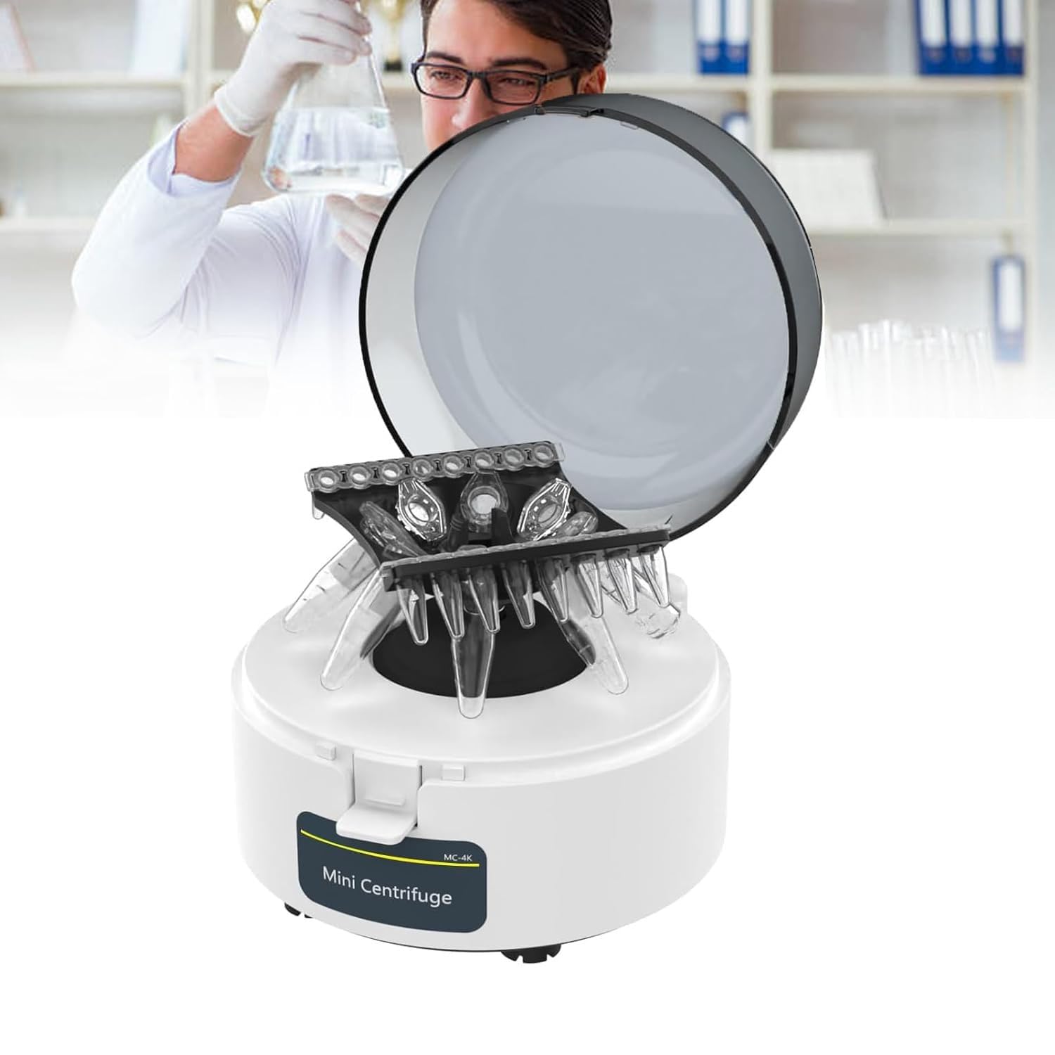 Mini Wirówka, Mikrowirówka Laboratoryjna Do PCR Plasma Z Przezroczystą Pokrywą I Zamkniętym Stołem Obrotowym, Maksymalna Prędkość 4000 Obr./min/7000 Obr./min Dla Probówek Wirówkowych 0,2/1,5/2 Ml