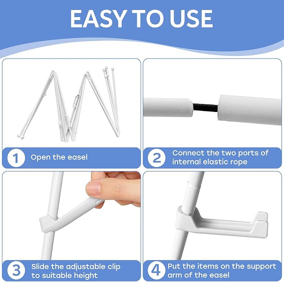 66 Inch White Easel Stand for Wedding Sign, Portable Artist Easel Stand Metal Floor Easel Stand Tripod, Thicken Display Easel Stand Adjustable Height from 15