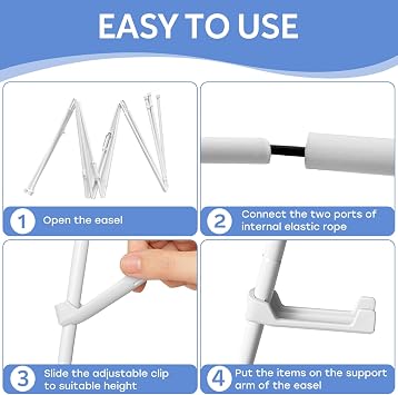 66 Inch White Easel Stand for Wedding Sign, Portable Artist Easel Stand Metal Floor Easel Stand Tripod, Thicken Display Easel Stand Adjustable Height from 15
