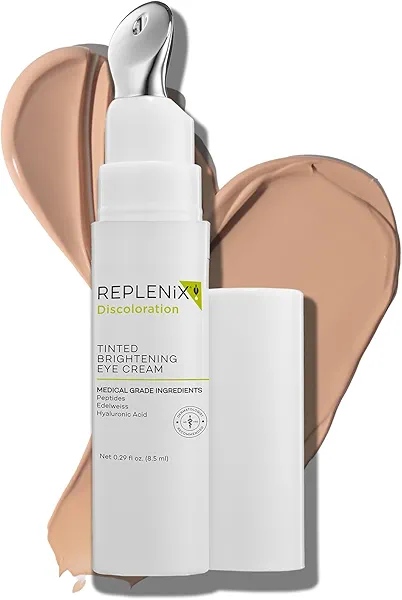Replenix Anti-Aging Tinted Brightening Eye Cream, 0.29 Fl Oz, Medical Grade Hyaluronic Acid Under Eye Cream, Helps Blur Dark Circles, Fine Lines & Hyperpigmentation, All Skin Types
