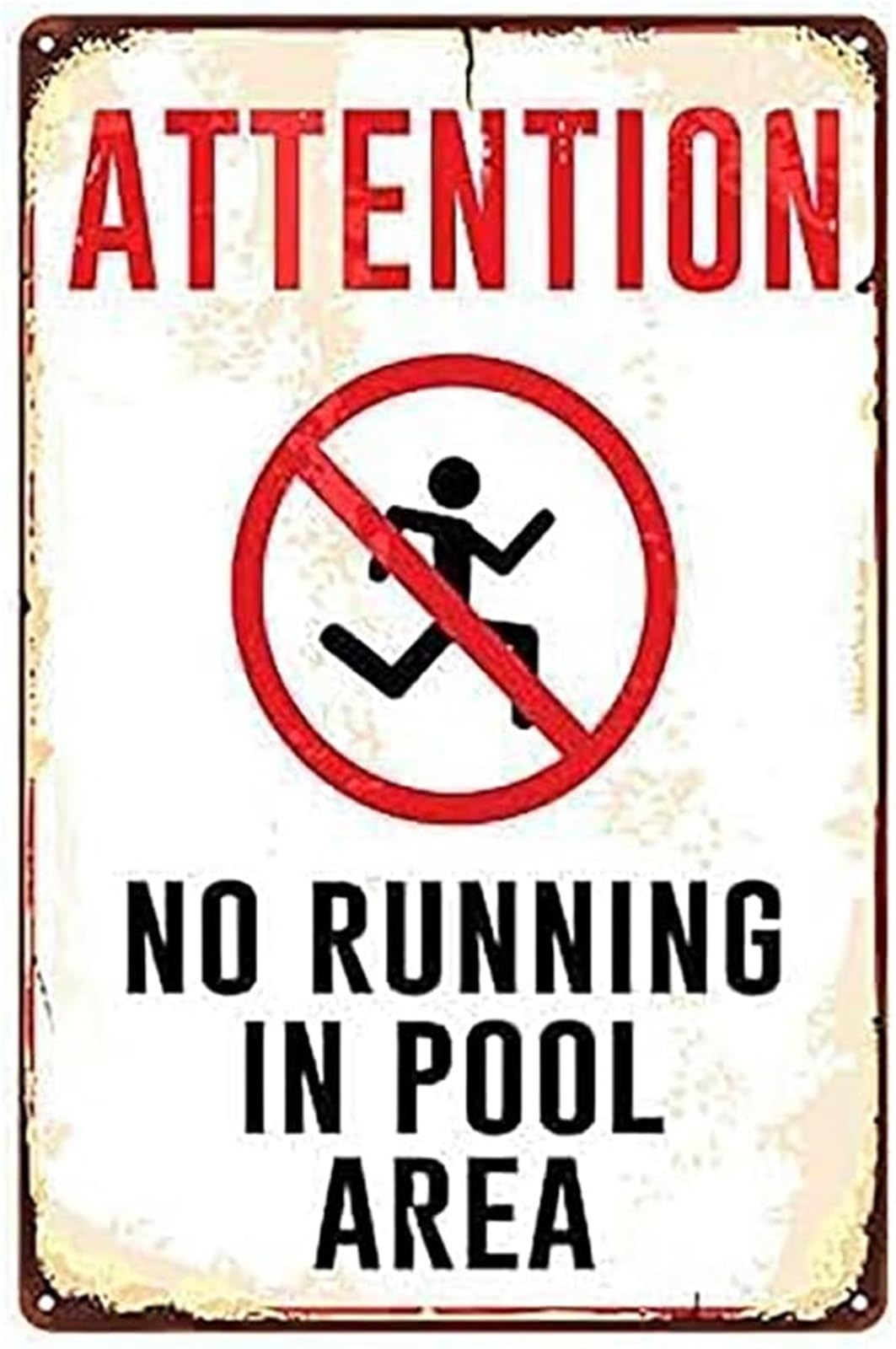 IDGTTLDF No Running In Pool Area Sign Metal Tin Sign Vintage Warning Plaque for Backyard Pool Deck 8 X 12 in