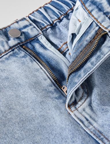 Image of Jeans for Girls Baggy Wide Leg Cute Bow High Elastic Waisted Denim Pants Y2K Boyfriend Skater Streetwear 7-14Y