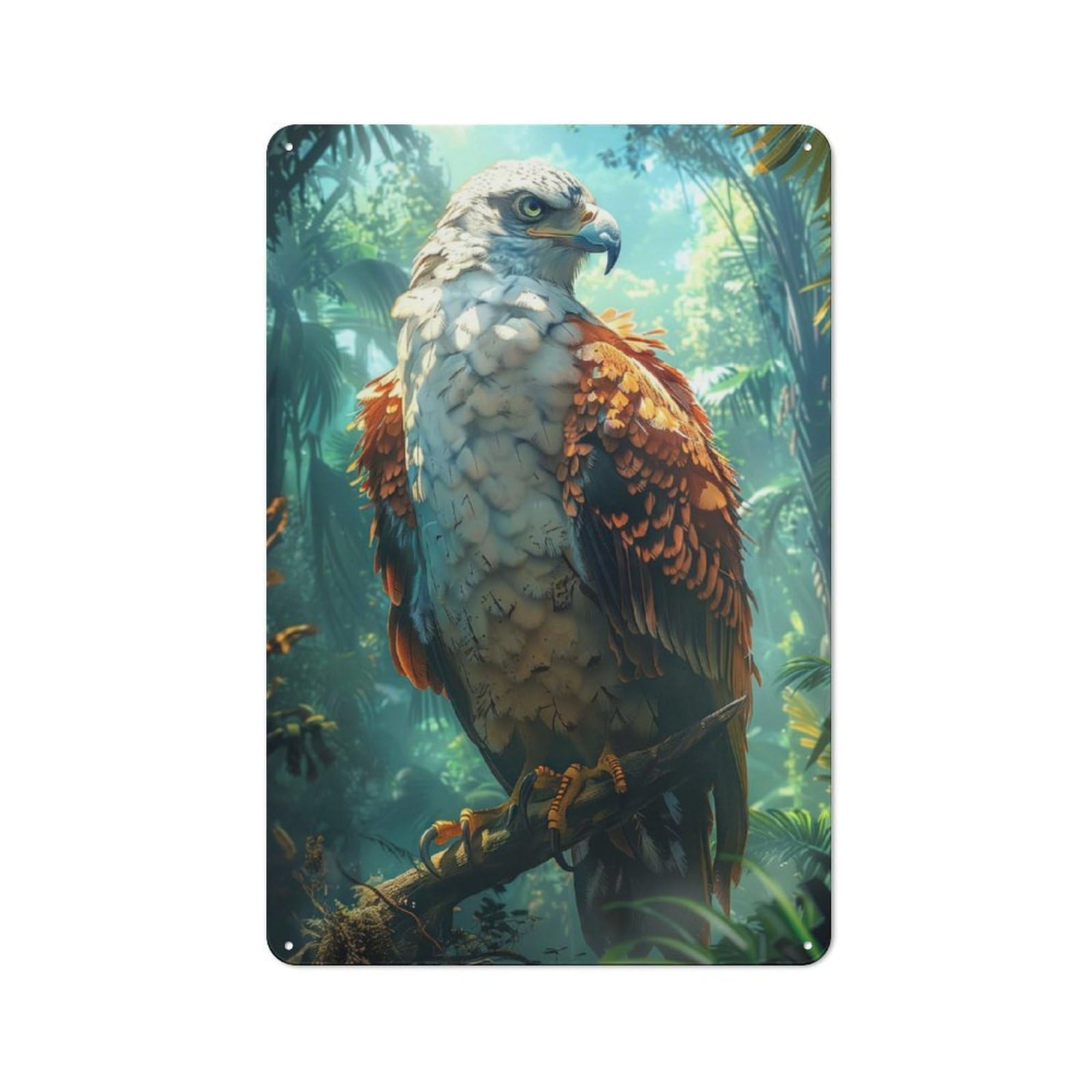 Junmoney Tropical Rain Forest Eagle Vintage Metal Plaque 30X20cm For Guest Room Or Hallway, A Decorative Christmas Gift For Guest Room Decorators