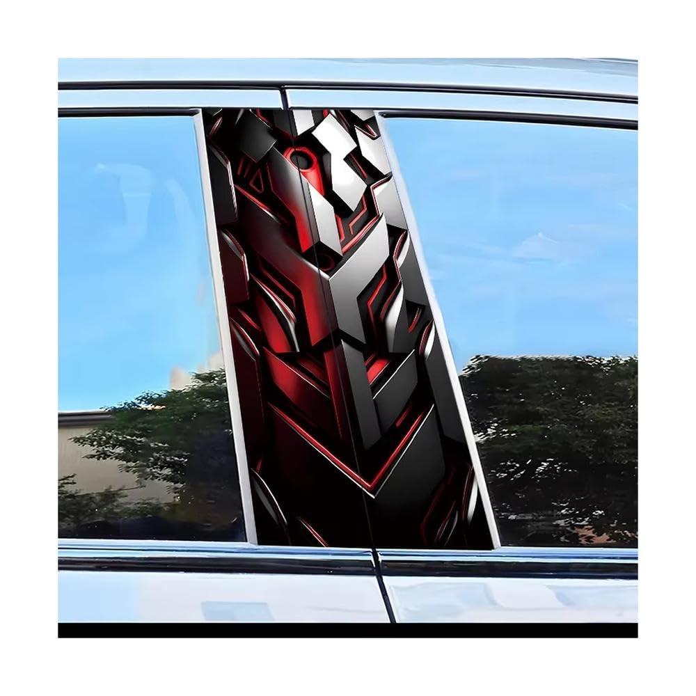 Decorative Items 2 PCS Car Door Post Decals Mechanical Pattern Polyethylene Protective Film