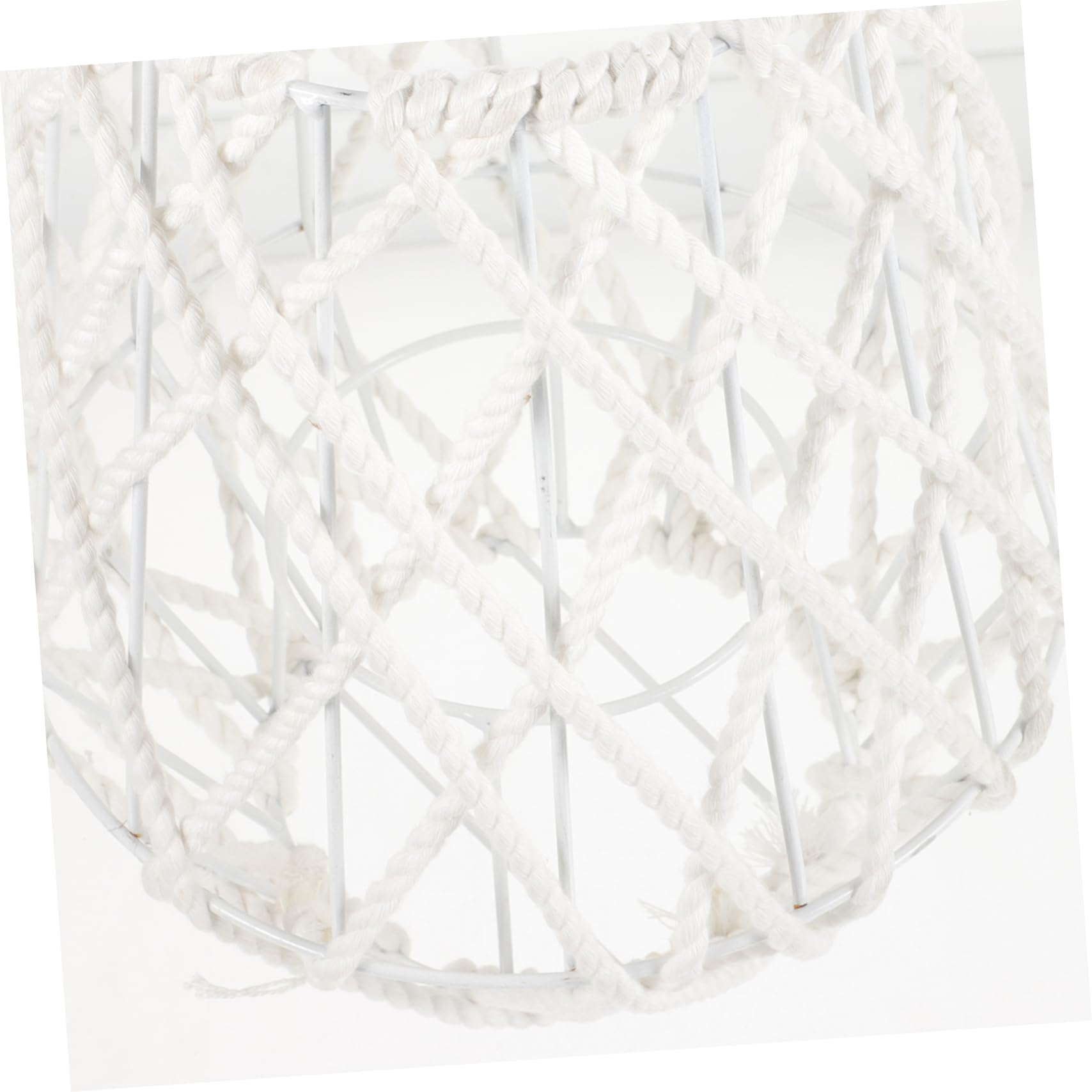 SHINEOFI Farol de Vela Tejido Blanco de Hierro y Hilo de Algodón, Candelabro Decorativo Geométrico para Decoración del Hogar y Jardín, Estilo Artístico