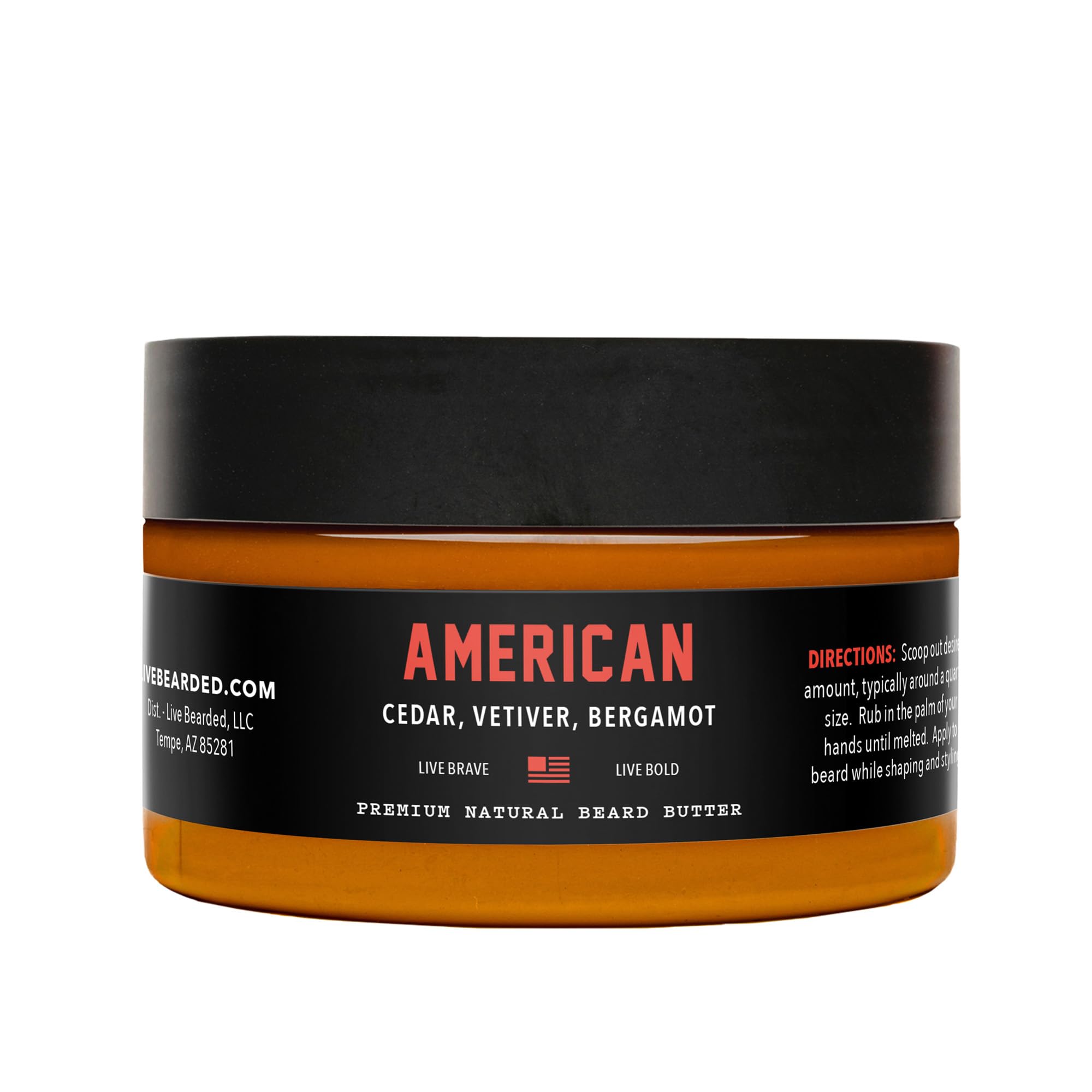 Live BeardedBeard Butter, 3 fl oz - Made in the USA - All-Natural Leave-in Conditioner and Softener with Shea | American Scent - Cedar, Vetiver, Bergamont
