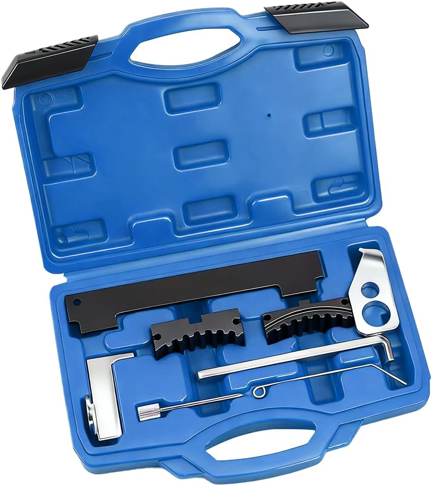 Car Timing Tool Kit, Vehicle Engine Camshaft Tensioning Locking Alignment Timing Belt Set, Automotive Camshaft Holding Tool Accessories, Compatible with 16V 1.4 1.6 1.8 en6340 km6340 (Blue)