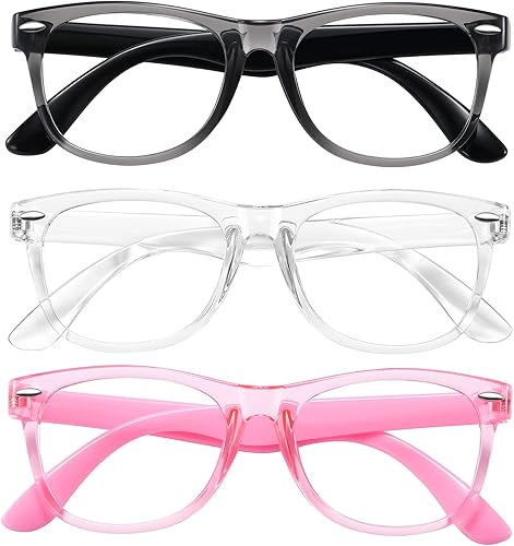 Okany Gafas de luz azul para niños, paquete de 3 gafas de bloqueo de luz azul para adolescentes, niños y niñas de 3 a 10 años