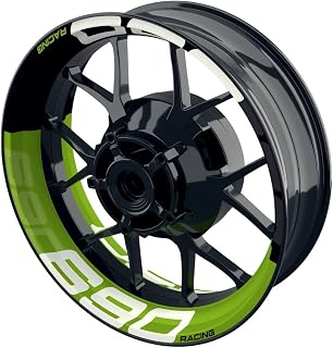 One-Wheel, 690 Racing - Adhesivo para llanta de moto KTM 690 Duke, diseño de media V2, color verde