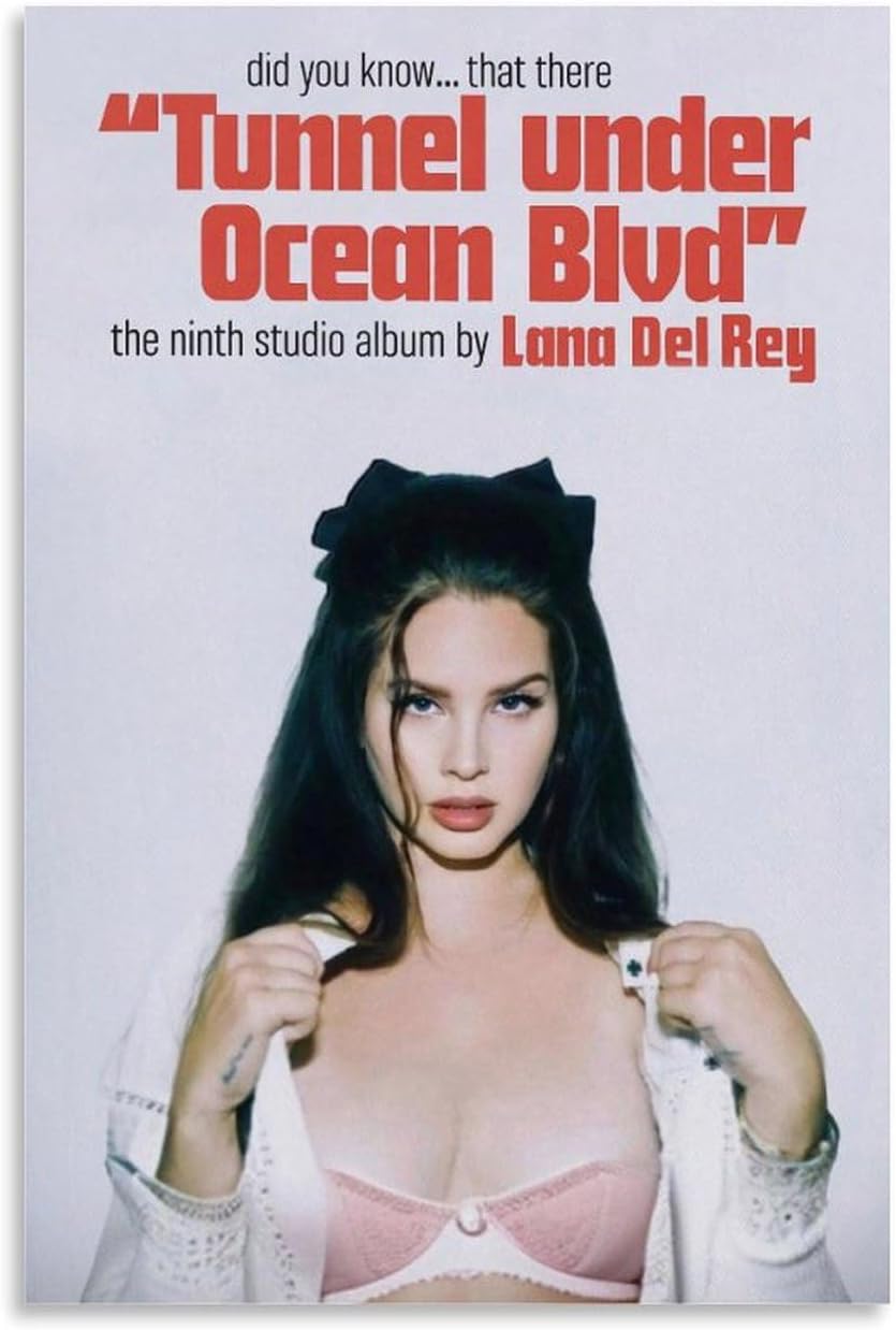 Lana Del Rey Music Album Poster Did You Know That There's A Tunnel Under Ocean Blvd Poster Decorative Painting Canvas Wall Posters And Art Picture Print Modern Family Bedroom Decor Posters 12x18inch(3