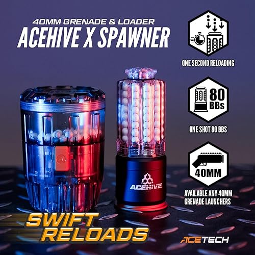 Miniatura 4 de ACETECH Paquete de iniciación juego de granadas ficticias AceHive Spawner, función de recarga rápida para todos los BBS de 0.236 in.