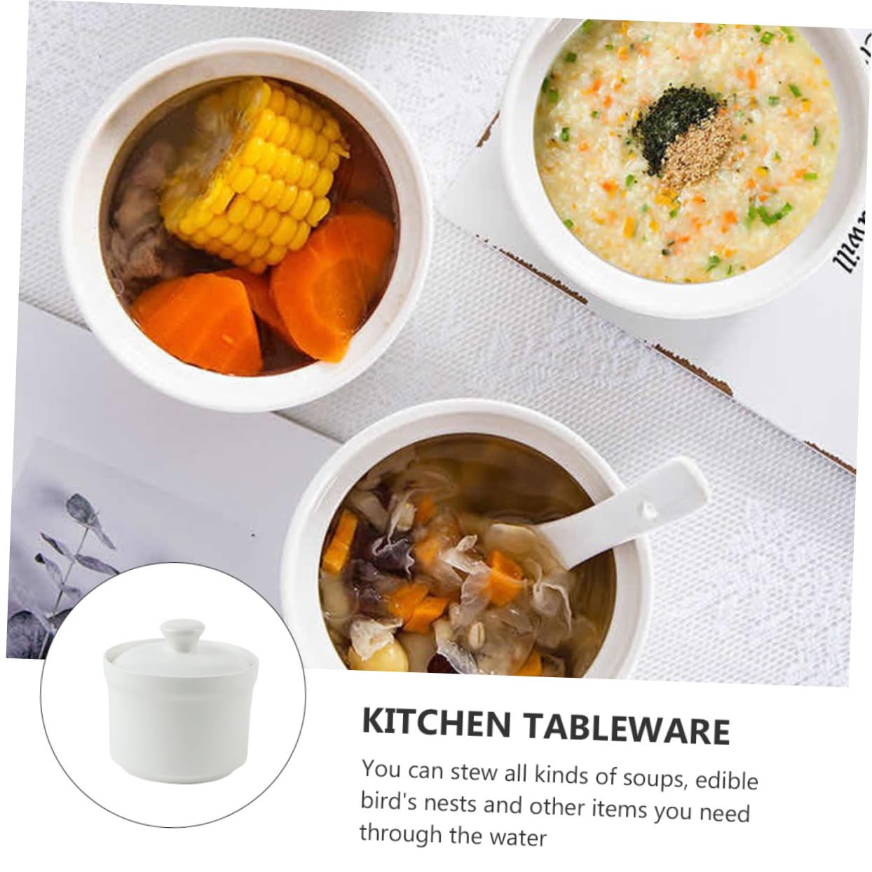 Homoyoyo 2 Piezas Bol de para Guisos con Tapa Apto para Sopas Postres y de Aves Vajilla Práctica para Cocina y Mesa Hogar Fácil de Limpiar y Almacenar