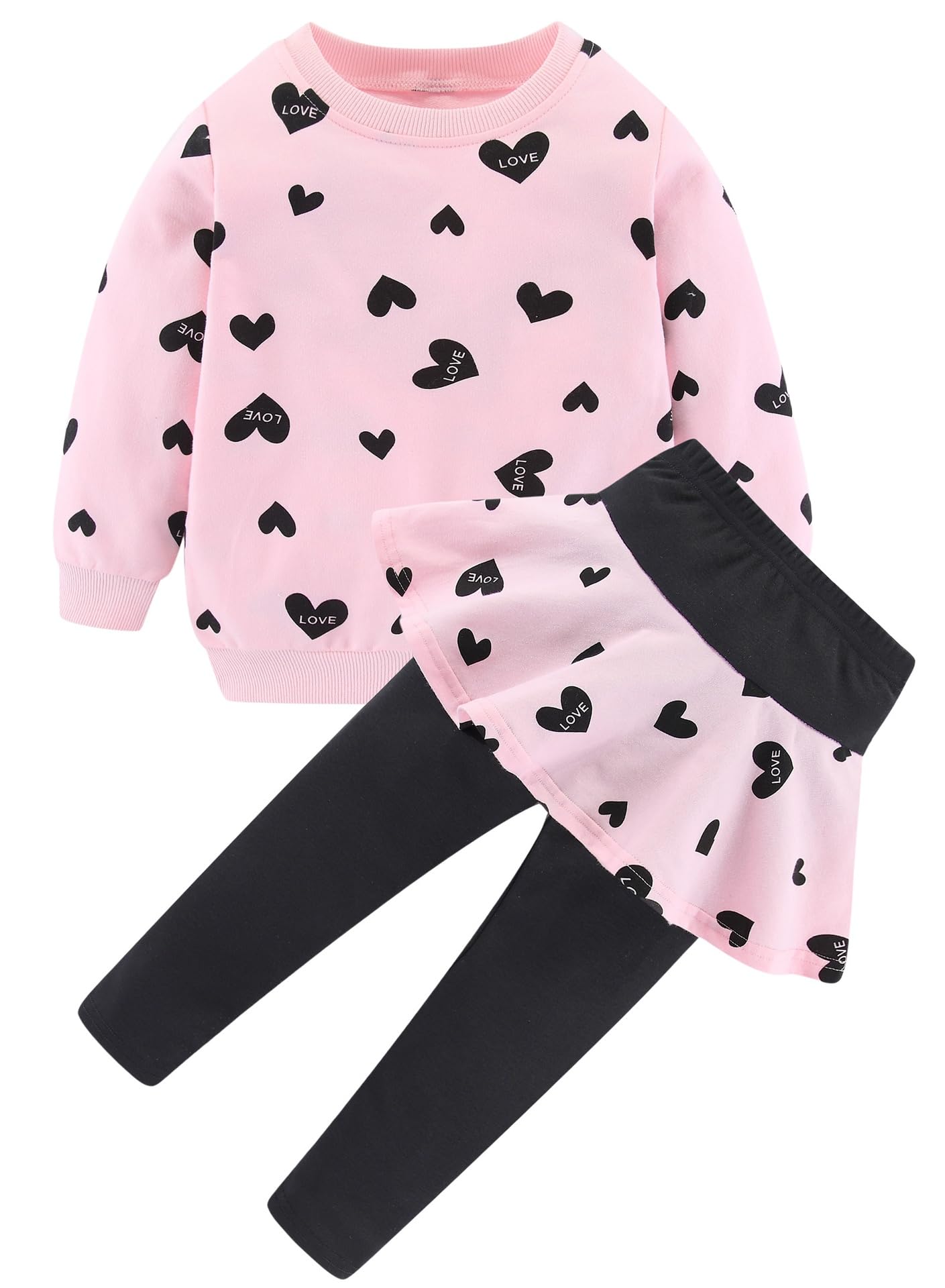 Niedliches Kleidungsset für Kleinkinder, Babys, Mädchen, langärmeliges T-Shirt und Hose