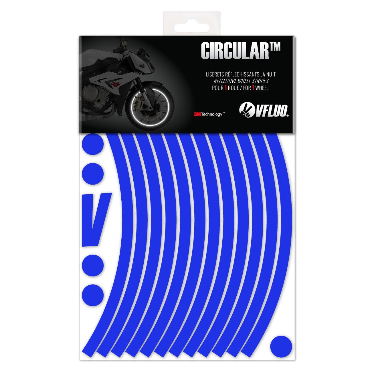 VFLUO - Kit Pegatinas Llantas de Moto Reflectantes, Autoadhesivas para 1 Rueda, 3M Technology™ - Gran Visibilidad Lateral - Discreto y diseño - Fácil colocación — view 19